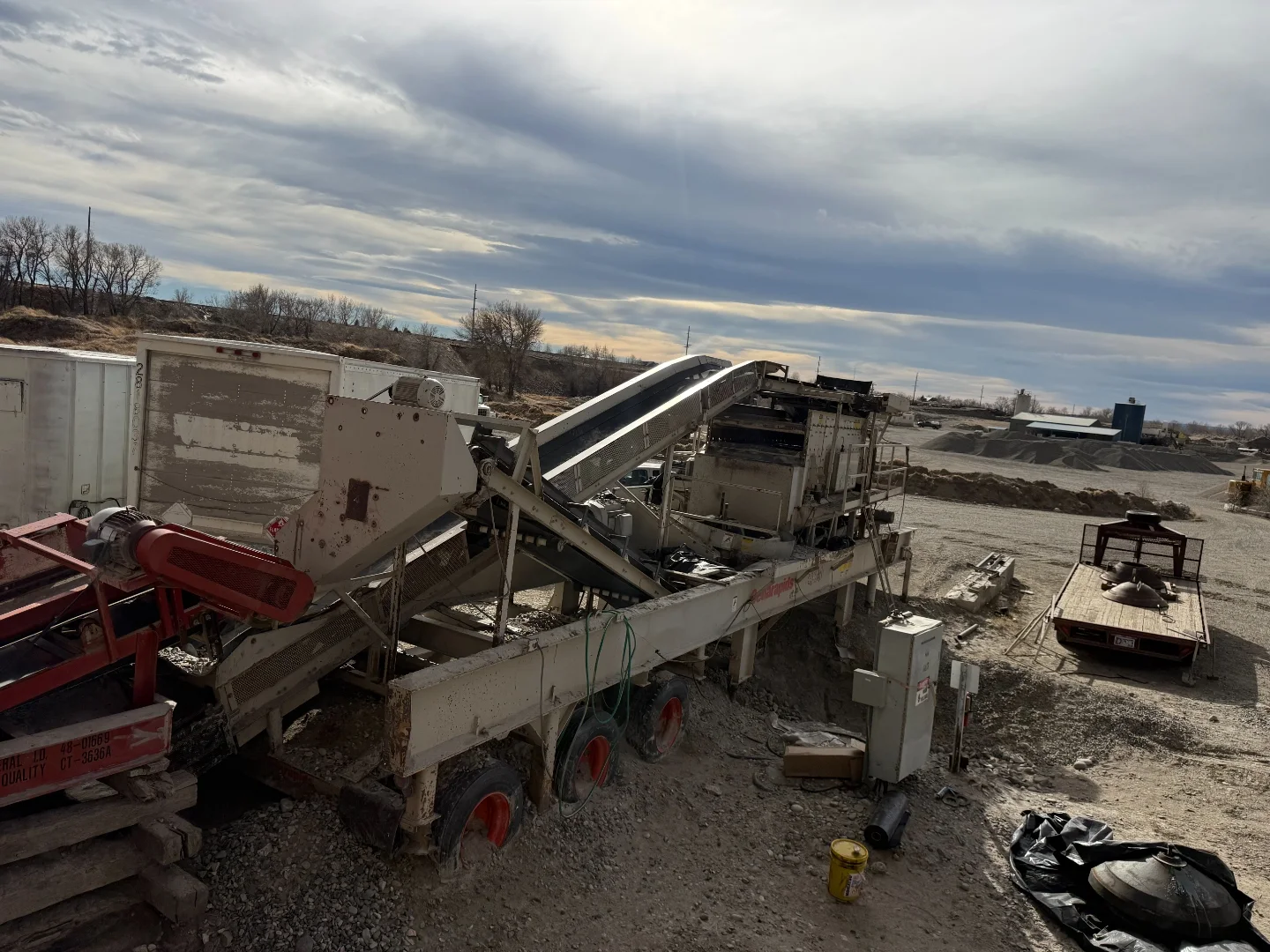 Aggregate crushing and screening equipment at a Montana gravel yard